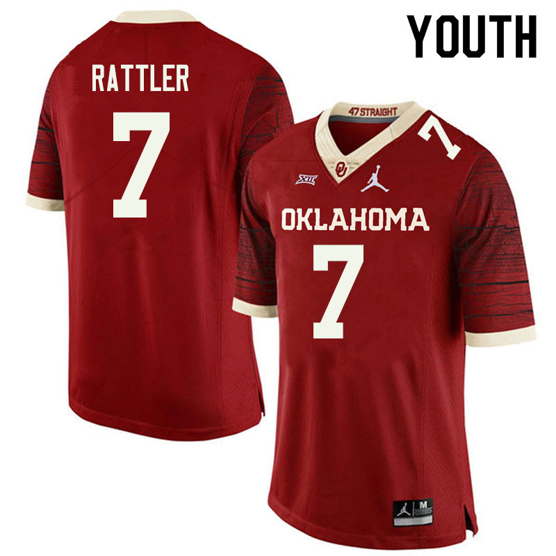 Jordan Brand Youth #7 Spencer Rattler Oklahoma Sooners College Football Jerseys Sale-Retro